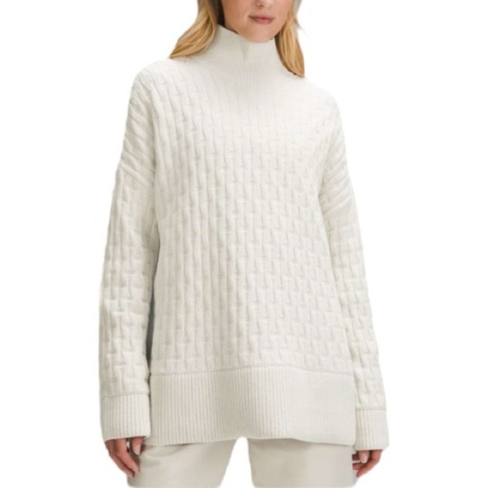 Lululemon Cable-Knit Relaxed-Fit Sweater Bone (White) Womens Size Medium